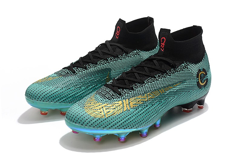 Nike Cr7 Chapter 6 Mercurial Superfly 6 Elite Ag Soccer Cleats Clear Jade Metalic Vivid Gold Black